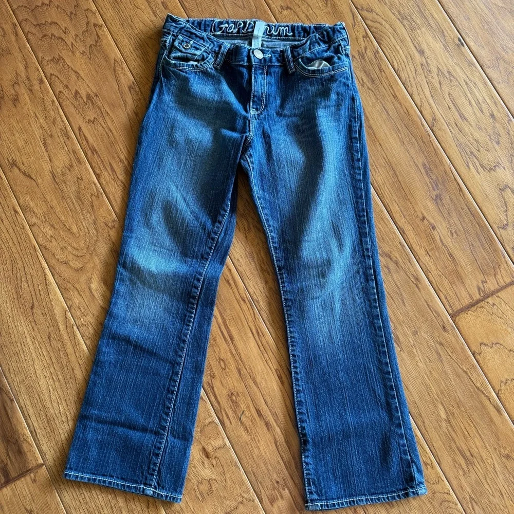 Gap Straight Leg Jeans Girl’s 12 Plus Medium Wash Denim Adjustable Waist